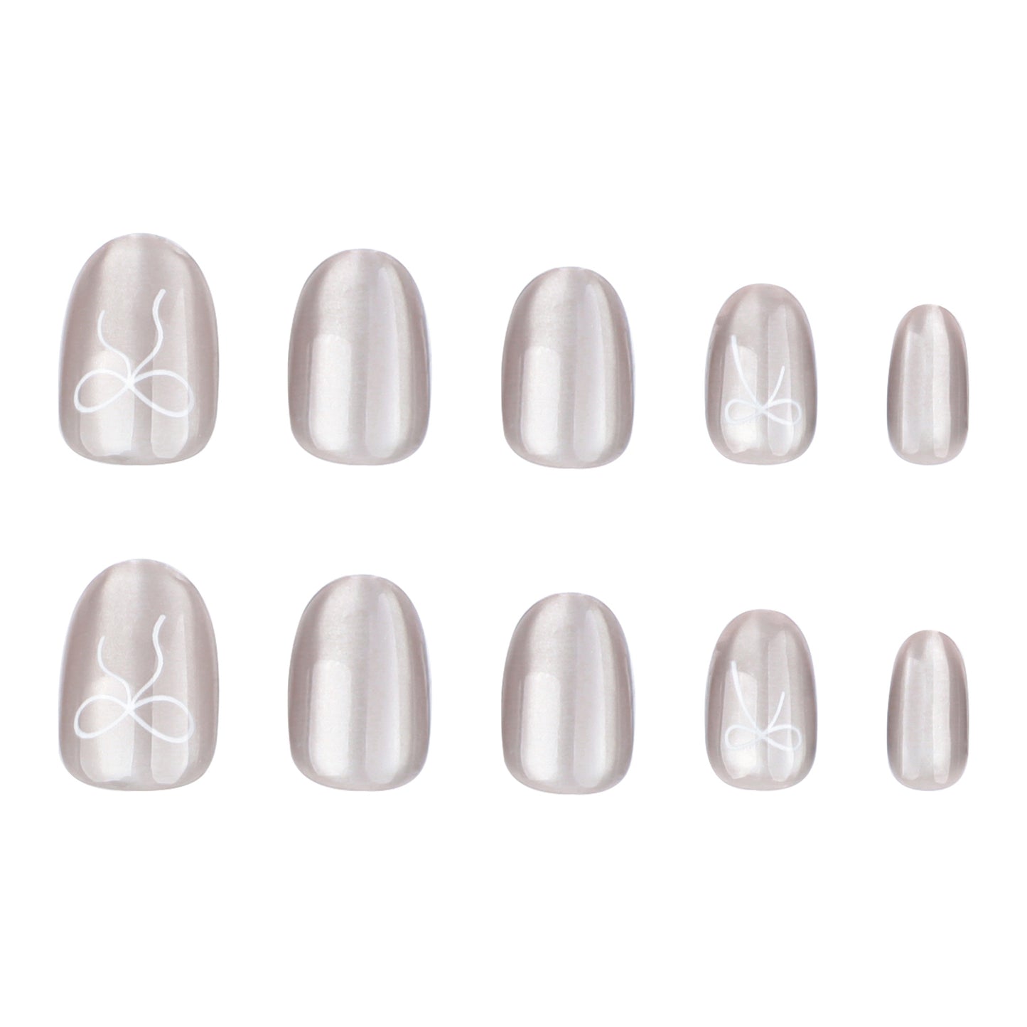 Chic Elegance Press On Nail Set Short Round Shaped Translucent Gray Unique Scissors Design