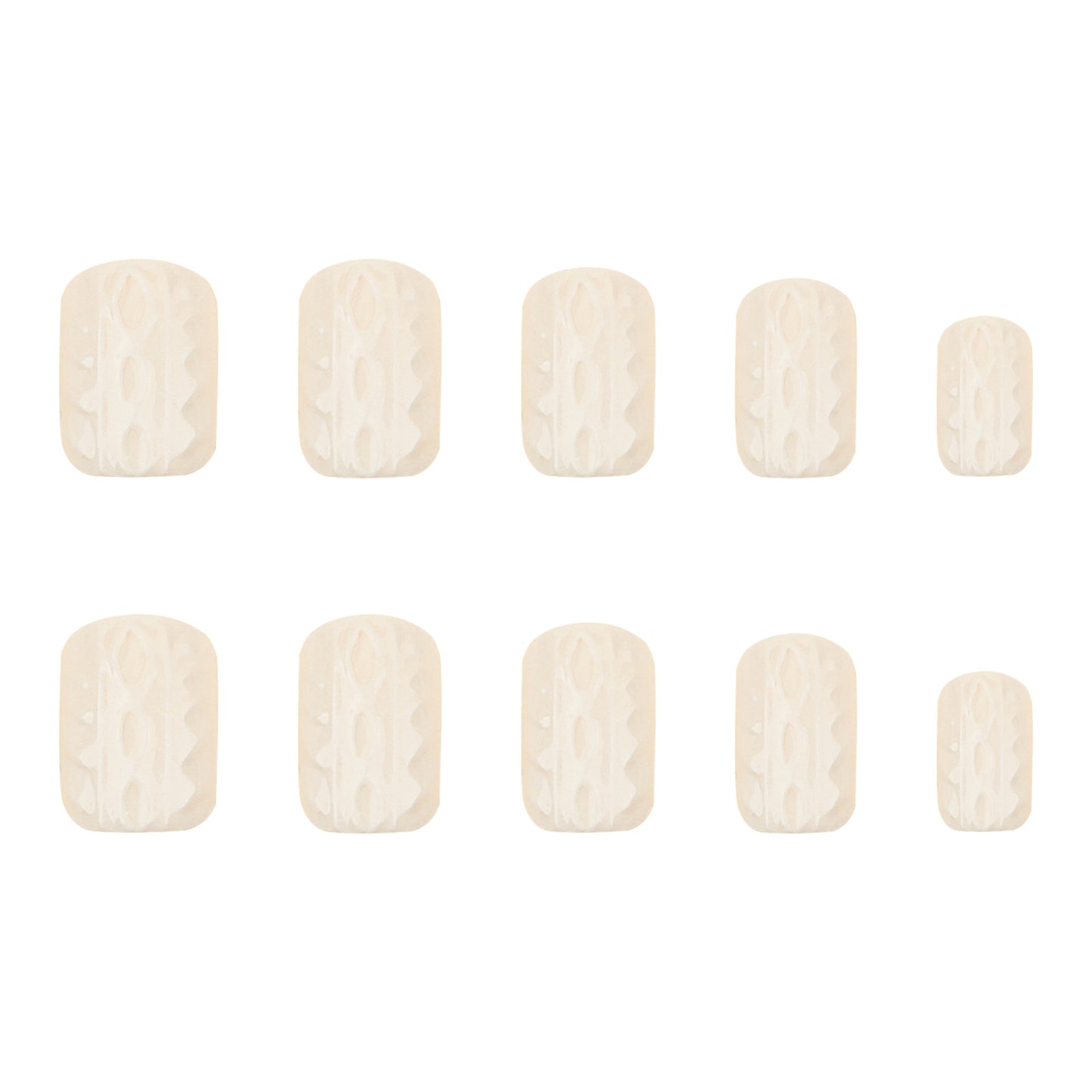 Elegant Shell Inspiration Short Square Cream Press-On Nail Set with Intricate Textured Design