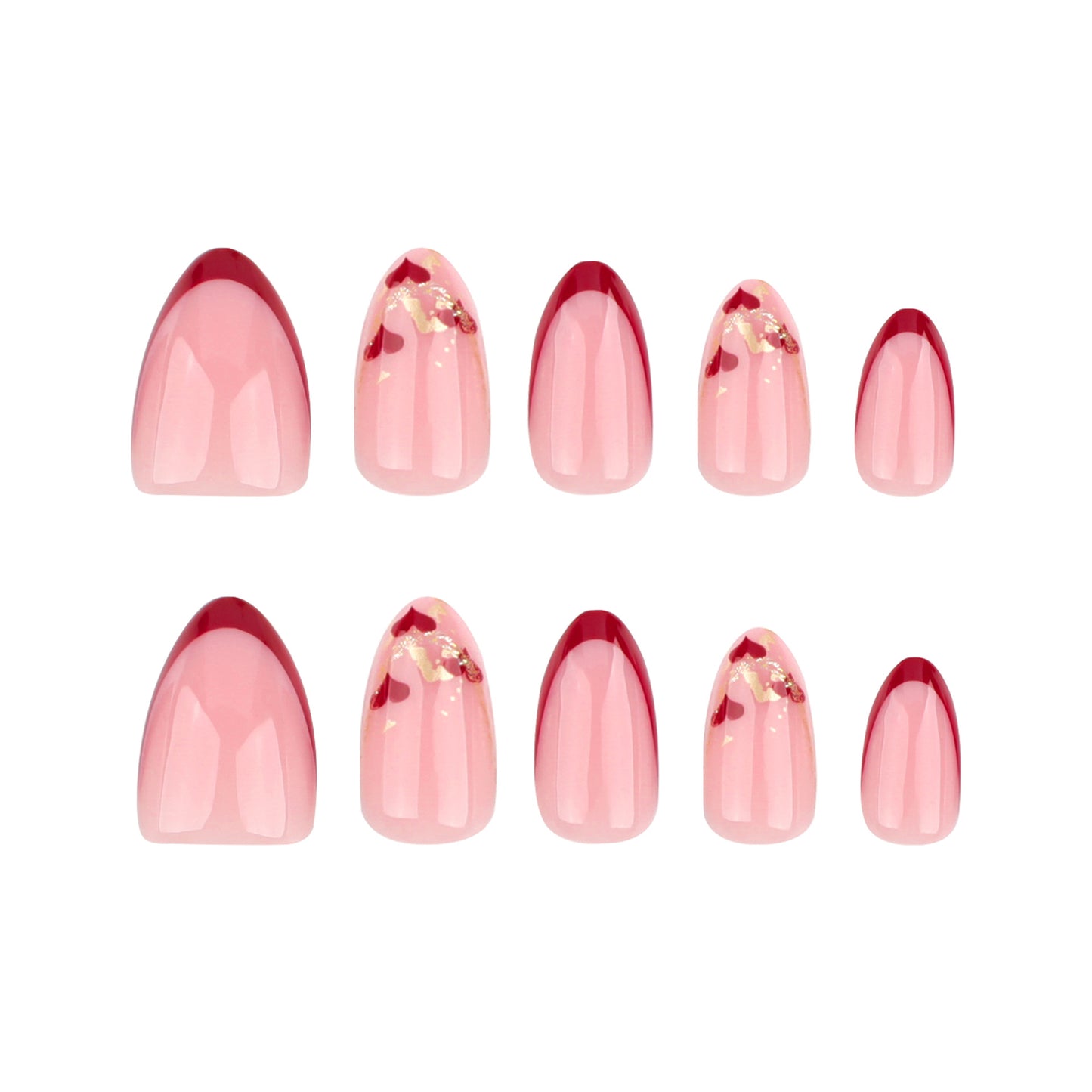 Chic Blossom Short Almond Pink Ombre with Gold Accent Press On Nail Set