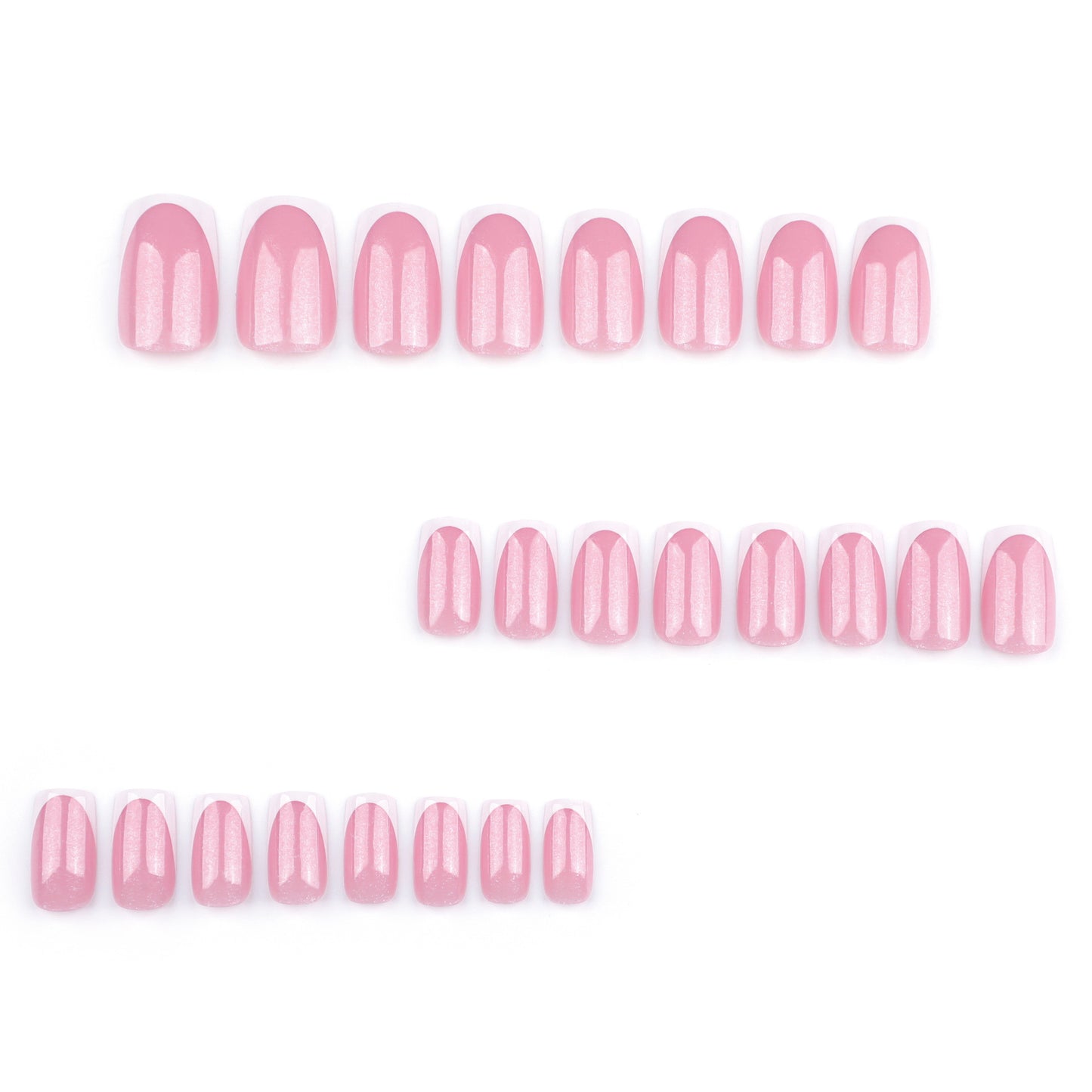 Delicate Rose Dream Short Square Glossy Pink Press-On Nail Set with Shimmering Sheen