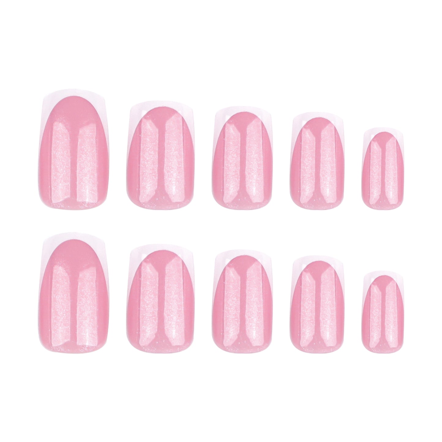 Dreamy Rose Garden Short Square Soft Pink Shimmering Finish Press On Nail Set