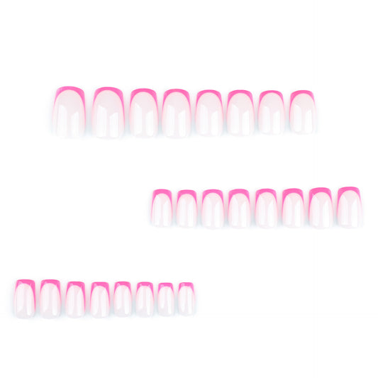 Chic Elegance Short Square Pink French Tip Press On Nail Set