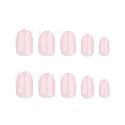 Elegant Blossom Short Square Press-On Nails Soft Pink Glossy Finish