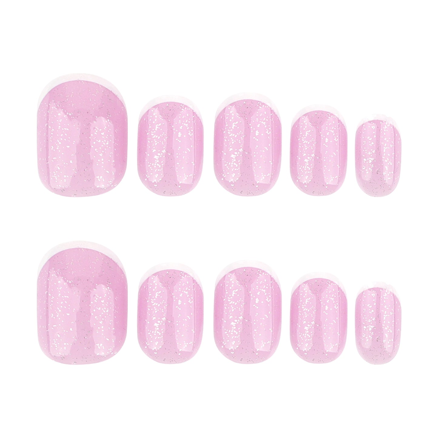 Enchanted Blossom Dreamy Short Round Pink Glitter Press On Nail Set