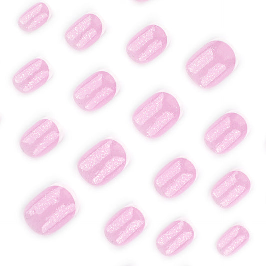 Charming Blossom Press On Nail Set Short Oval Shimmering Light Pink Finish