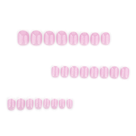 Whimsical Dream Press On Nail Set Short Oval Soft Pink with Sparkling Finish