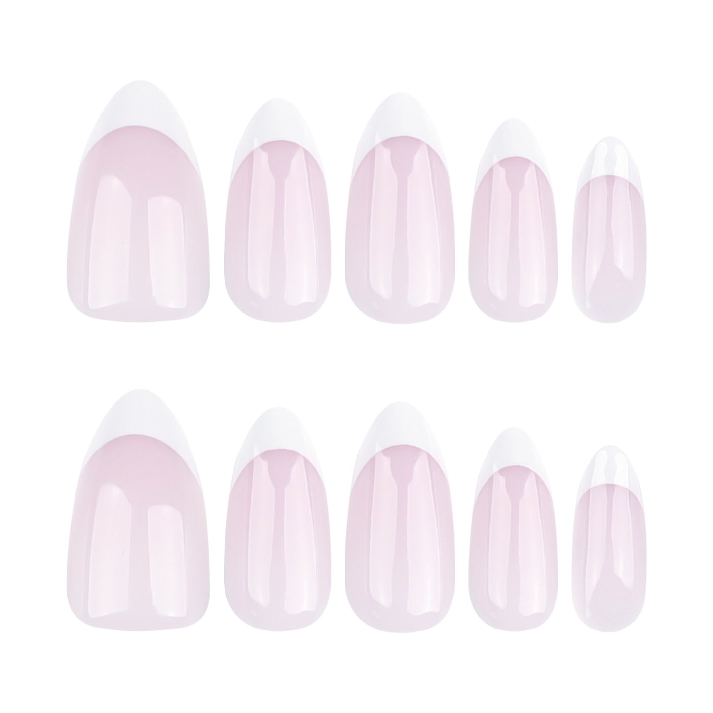 Romantic Bliss Short Almond Pink Ombre French Tip Press On Nail Set