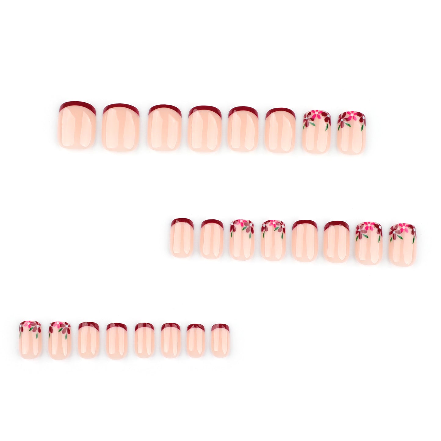 Blooming Elegance Press on Nail Set Short Squoval Peony Pink with Enchanting Floral Accents