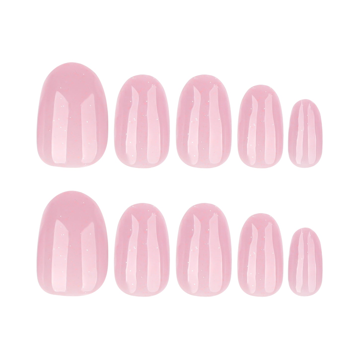 Charming Blossom Press-on Nail Set Short Round Soft Pink with Glitter Finish