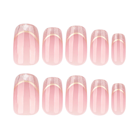 Enchanted Blossom Medium Squoval Pink Press On Nail Set With Sparkling Accents