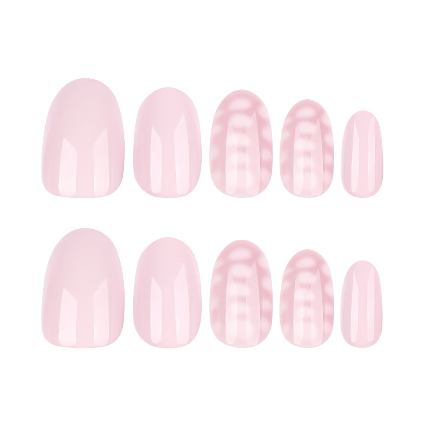 Whimsical Blossom Short Oval Soft Pink High Gloss Press On Nail Set