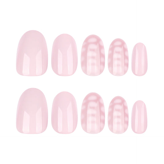 Whimsical Blossom Short Oval Soft Pink High Gloss Press On Nail Set