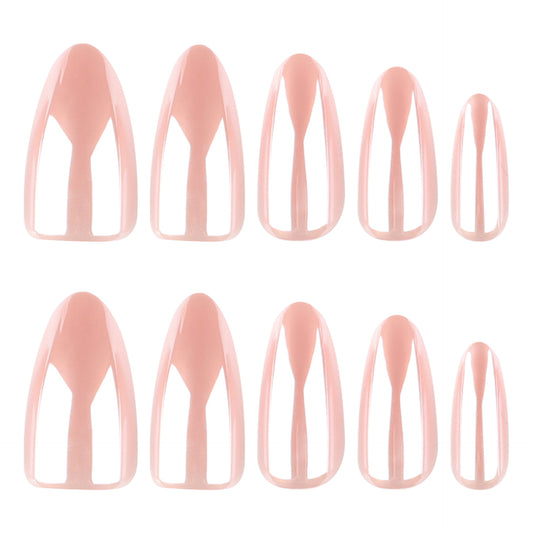 Blush Elegance Long Almond Shaped Pink Press On Nail Set with Unique Clear Tips