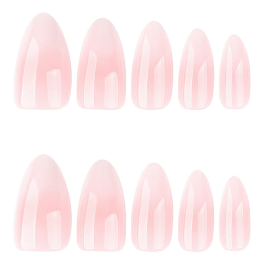 Whimsical Elegance Long Almond Shaped Soft Pink Press on Nail Set with Exquisite Sheen
