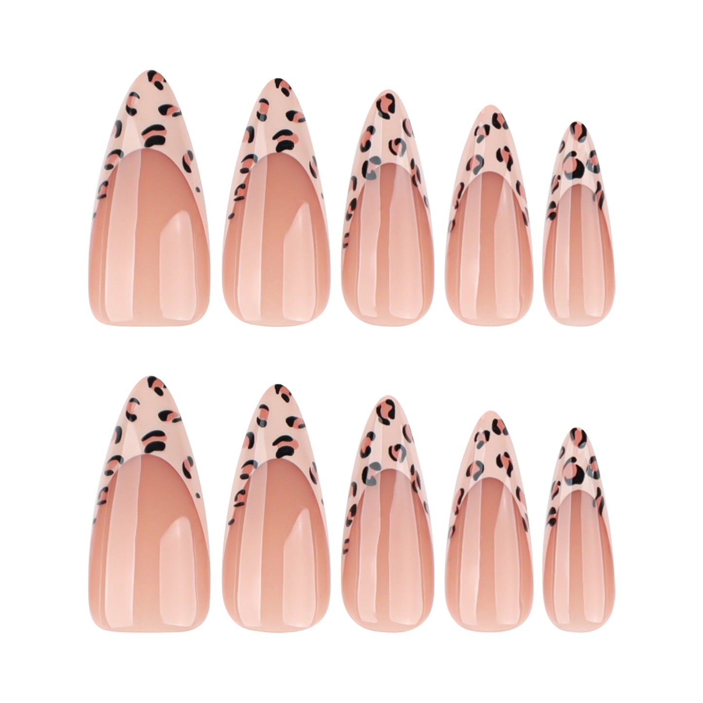 Wild Safari Glamour Long Almond Beige Nails with Chic Leopard Tips