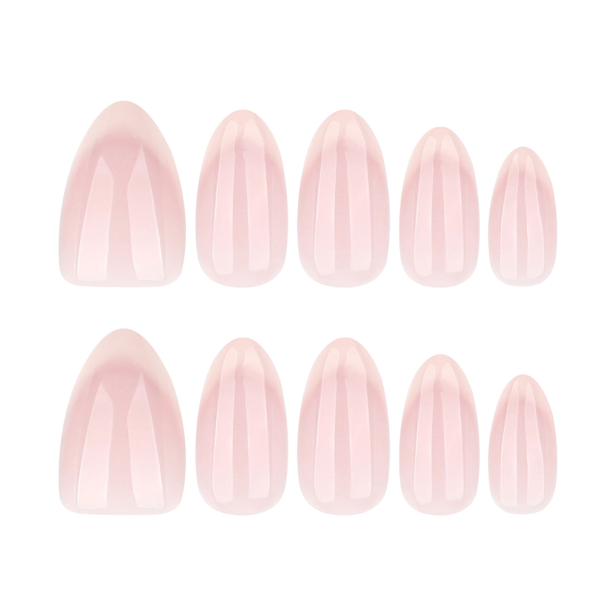 Blush Elegance Medium Almond Pink Glossy Press On Nail Set with Unique Wave Texture