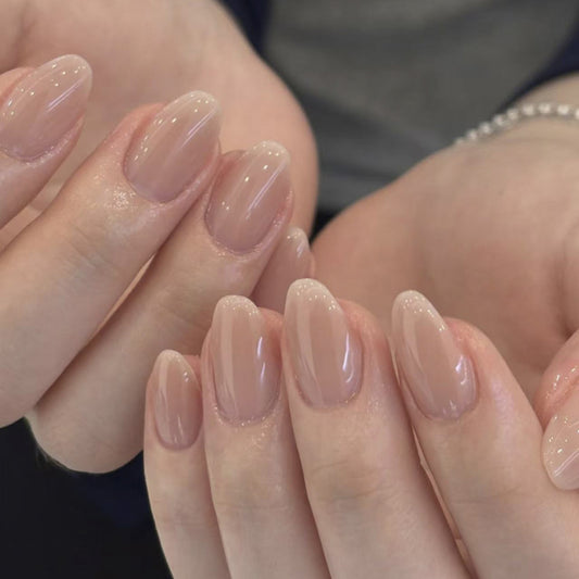 Elegance in Bloom Short Almond Blush Press on Nails with Gradient Finish