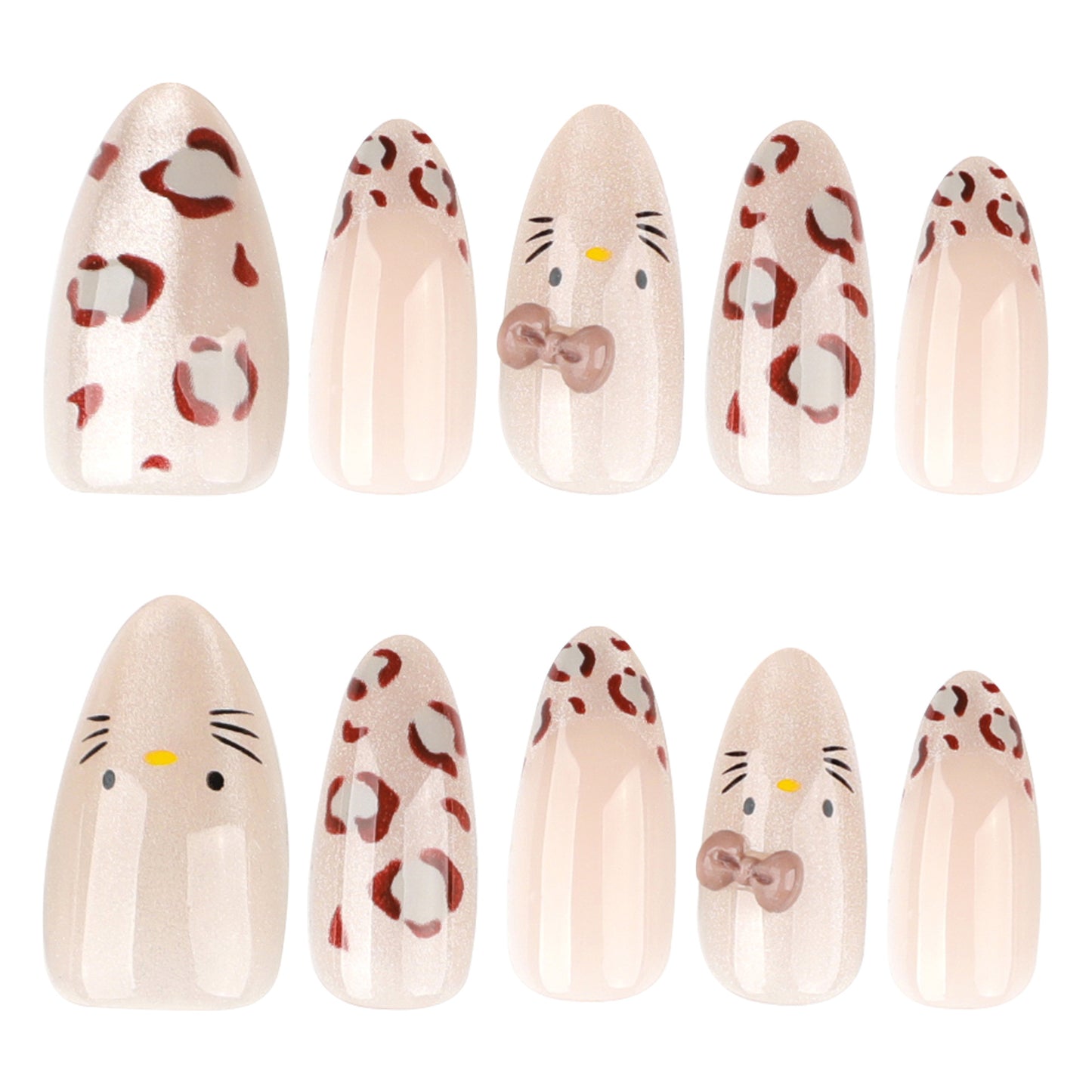 Charming Safari Glamour Medium Almond Beige with Whimsical Animal Prints Press On Nail Set