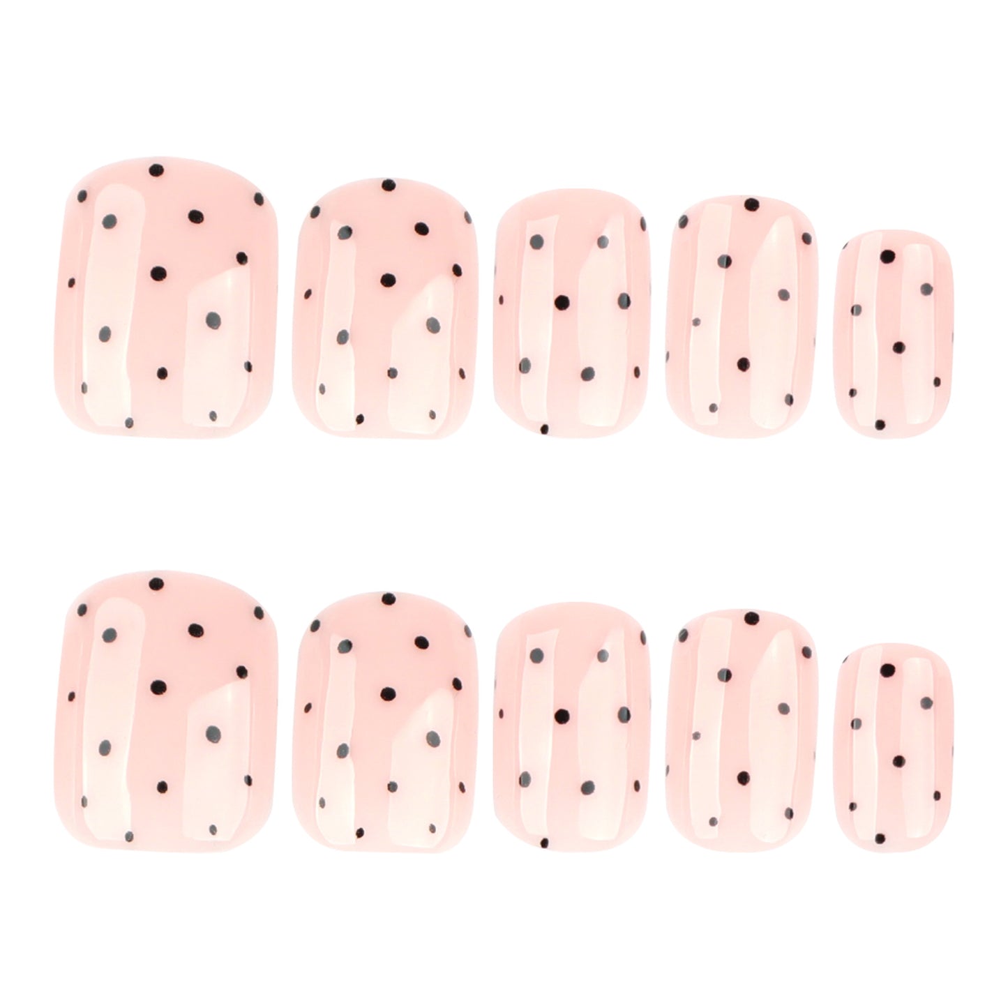 Whimsical Dots Press On Nail Set in Short Square Blush Pink with Charming Black Polka Dots