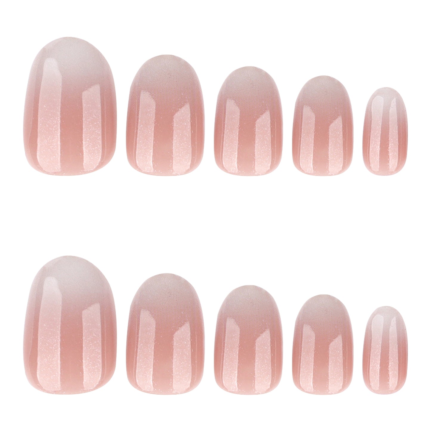 Whimsical Elegance Soft Pink Medium Oval Shaped Press On Nail Set with Iridescent Finish