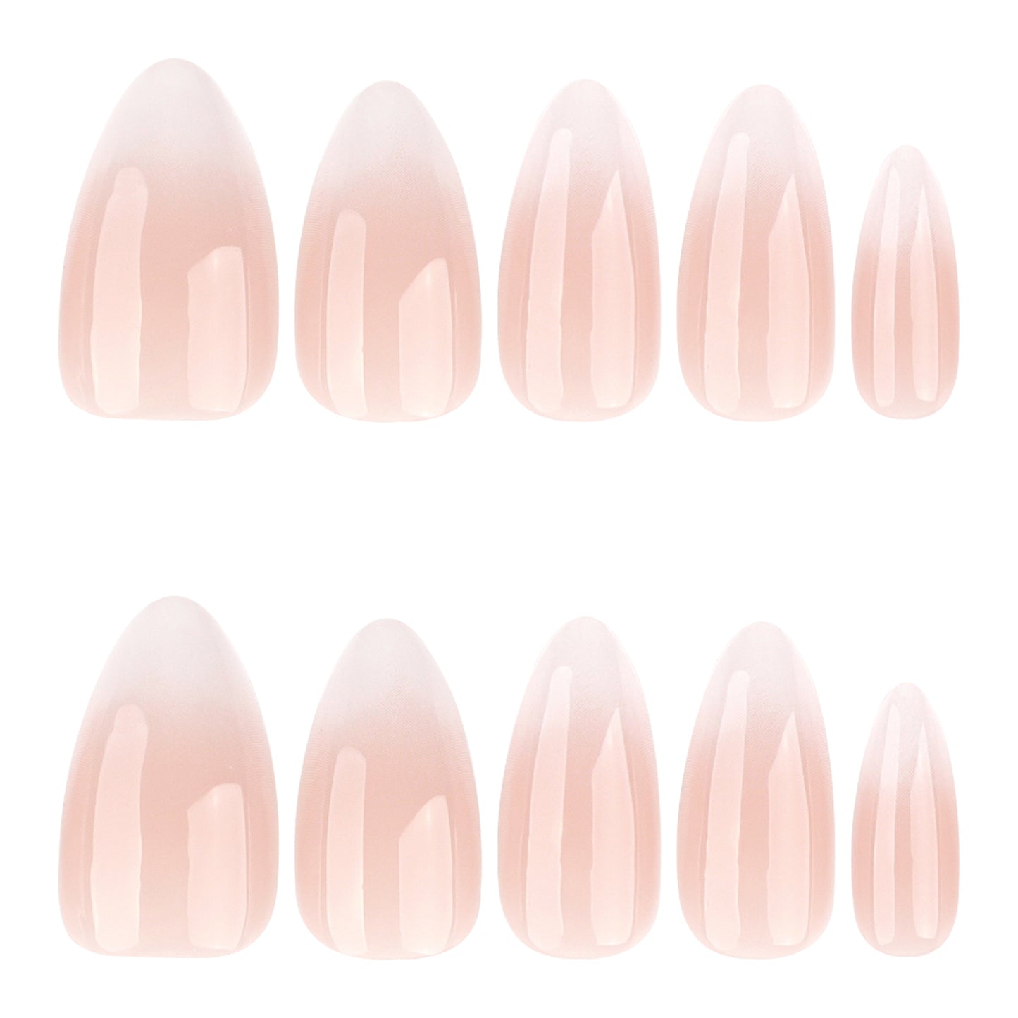 Elegant Blossom Press-On Nail Set in Medium Almond Shape with Soft Pink Color and Glossy Finish