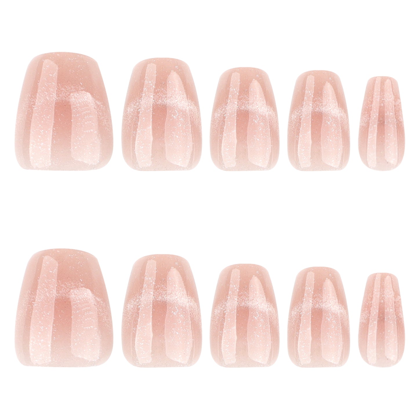 Chic Rose Dreamy Ombre Press On Nail Set in Short Coffin Shape Soft Pink with Sparkling Finish