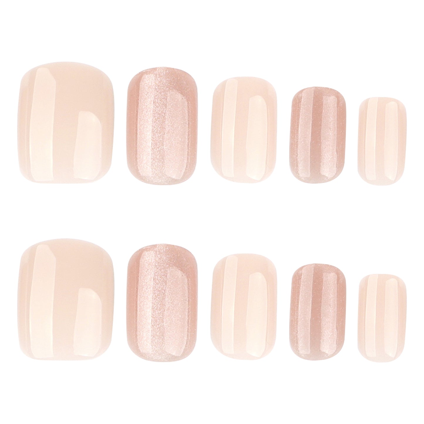 Elegance Unleashed Soft Medium Square Blush Pink Glossy Press On Nail Set with Shimmering Accent Finish