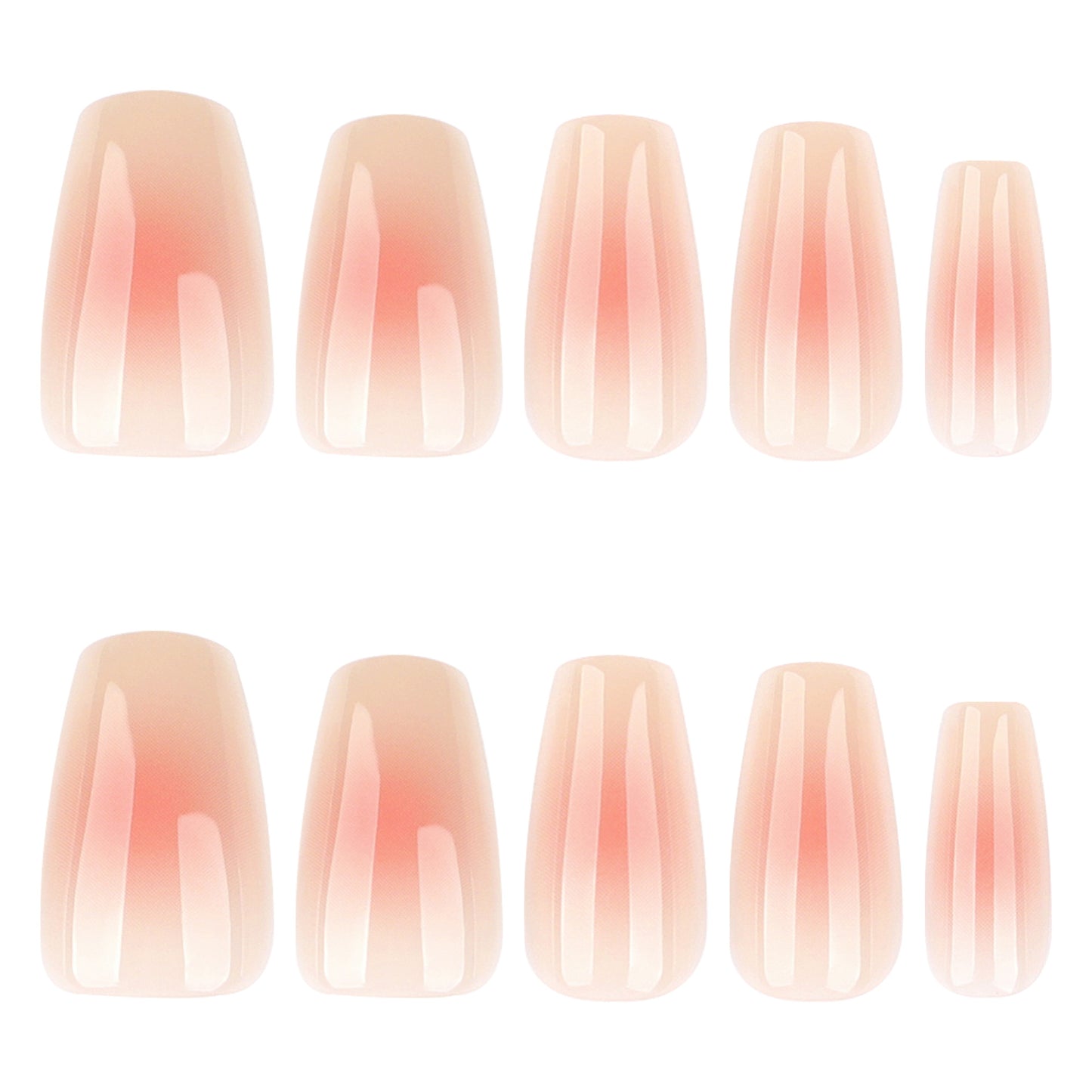 Chic Harmony Medium Coffin Shape Blush Pink Press On Nail Set with Glossy Finish
