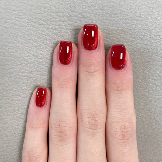 Elegant Charm Glossy Short Square Red Press On Nail Set with Stunning Shine