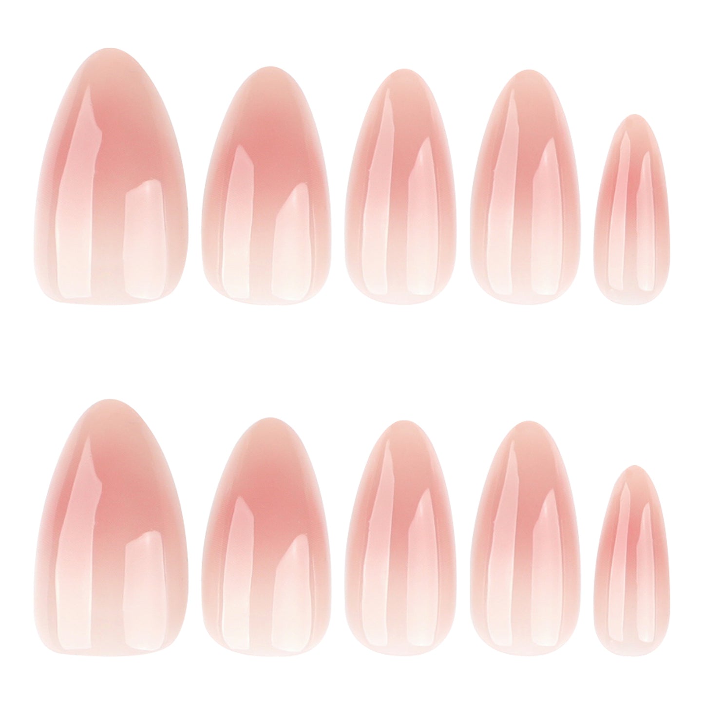 Whimsical Elegance Medium Almond Pink Ombre Press-On Nail Set with Glossy Finish
