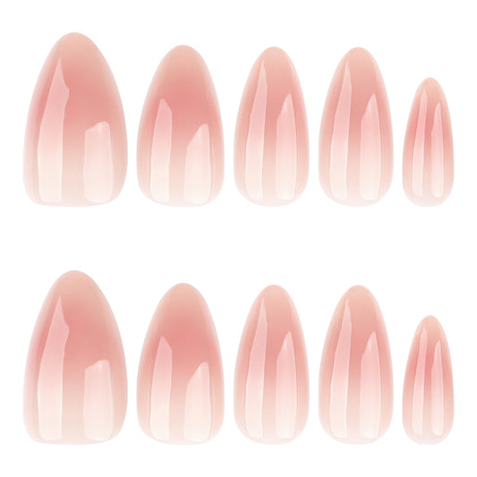 Whimsical Elegance Medium Almond Pink Ombre Press-On Nail Set with Glossy Finish