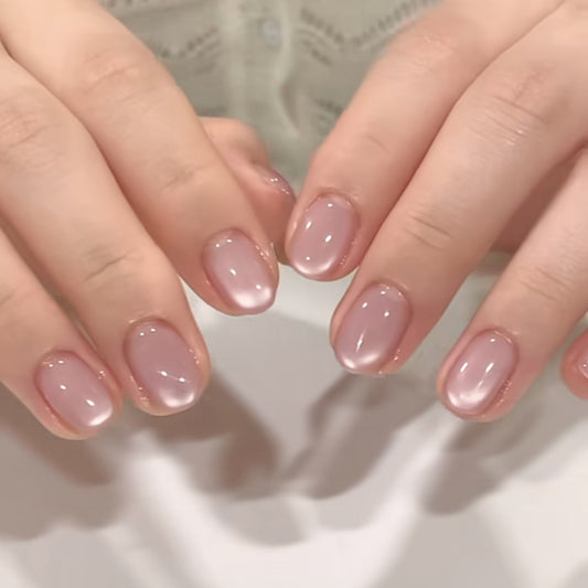Dreamy Sunset Smooth Short Squoval Soft Pink Ombre Nail Set