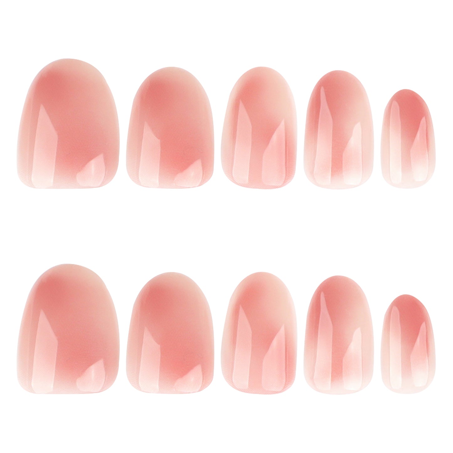 Glamorous Blossom Short Almond Pink Ombre Nail Set with Glossy Finish