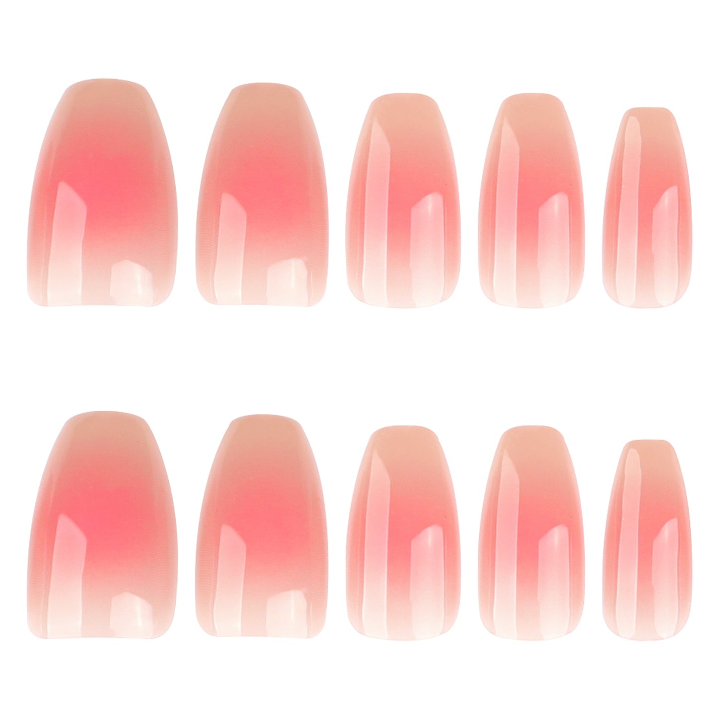 Dreamy Blossom Pink Short Coffin Shaped Press On Nail Set with Ombre Finish
