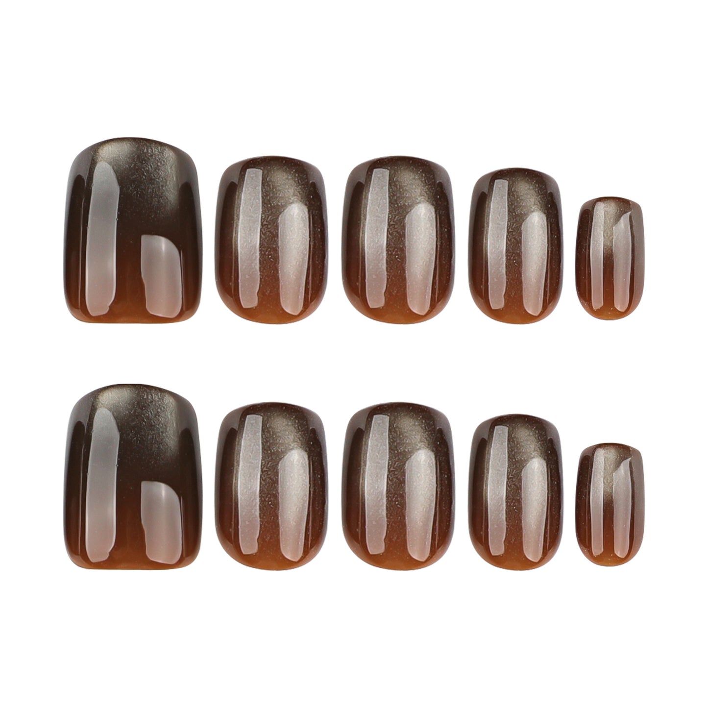 Autumn Elegance Short Square Brown Gradient Press On Nail Set with Glossy Finish