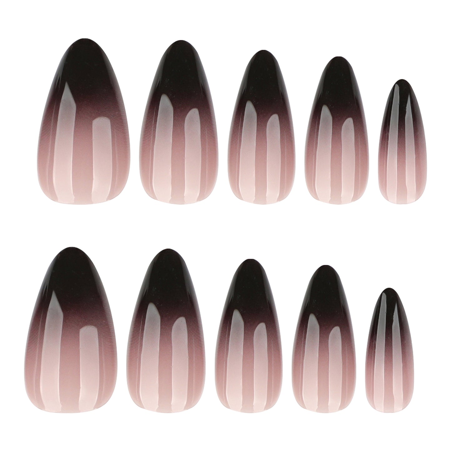 Elegant Ombre Design Long Almond Shaped Soft Blush with Stunning Gradient Finish Press-On Nail Set