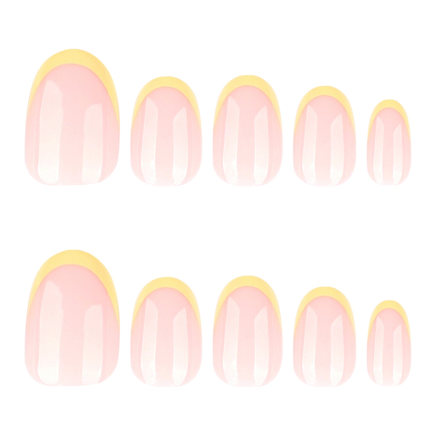 Chic Blossom Press-On Nails in Soft Pink Short Oval Shape with Sunshine Yellow Tips for Effortless Glamour
