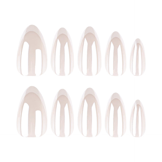 Glamorous Romance Elegant Medium Almond Shaped Soft Pink Press on Nail Set with Unique Cutout Design