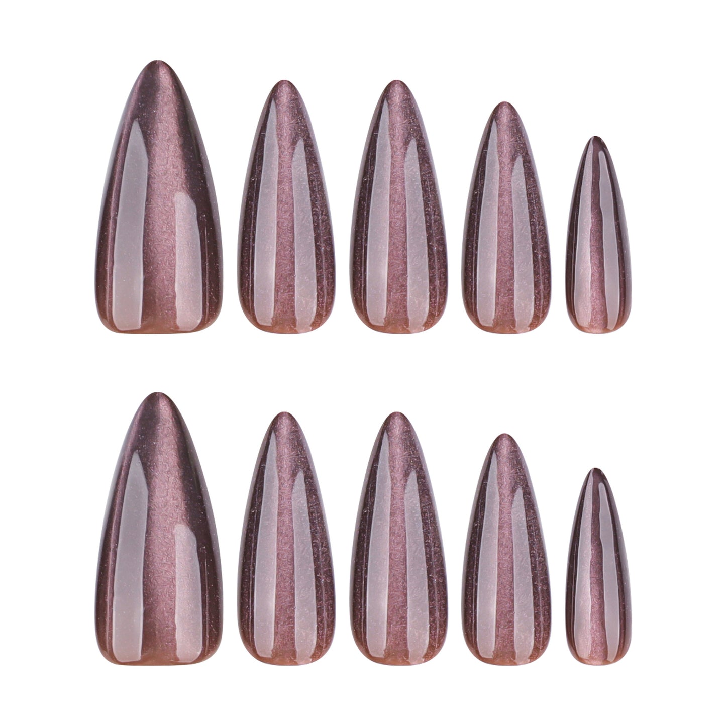 Enchanted Twilight Elegance Long Stiletto Shimmering Mauve Press On Nail Set with Iridescent Finish