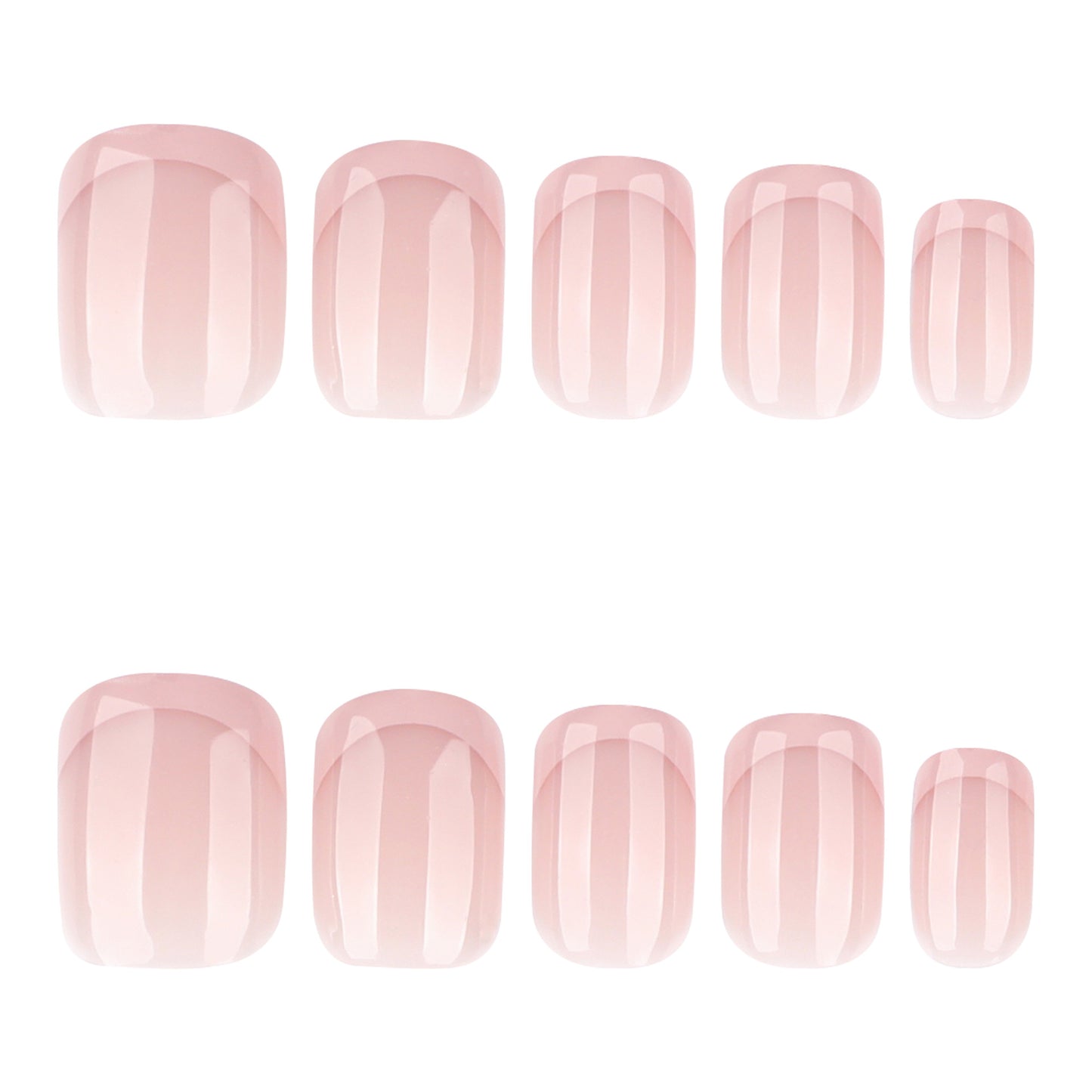 Blushing Garden Chic Press On Nail Set Short Squoval Soft Pink High Gloss Shine