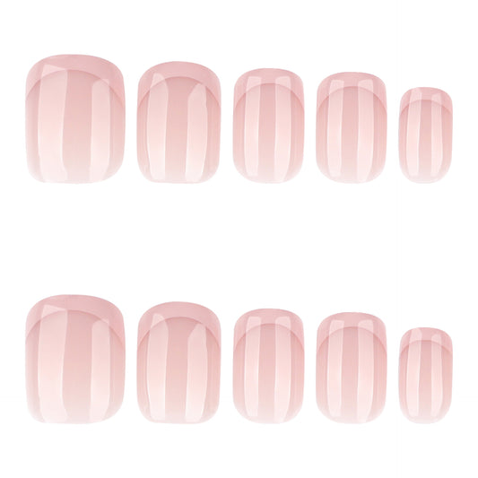 Blushing Garden Chic Press On Nail Set Short Squoval Soft Pink High Gloss Shine