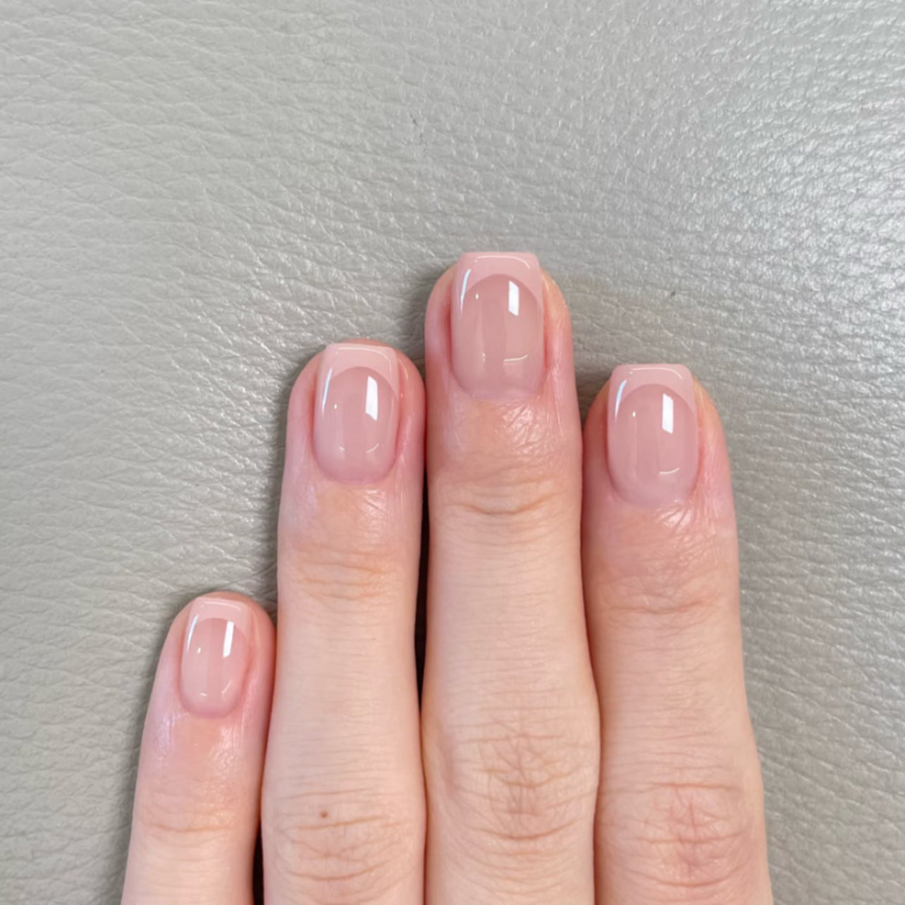 Elegant Serenity Short Square Beige Press-On Nails with Glossy Finish
