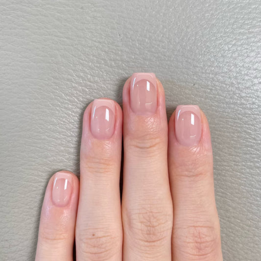Elegant Serenity Short Square Beige Press-On Nails with Glossy Finish