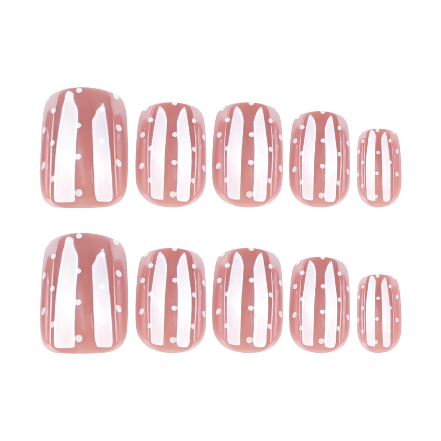 Desert Dreams Elegant Short Square Pink Nails with Whimsical White Dots