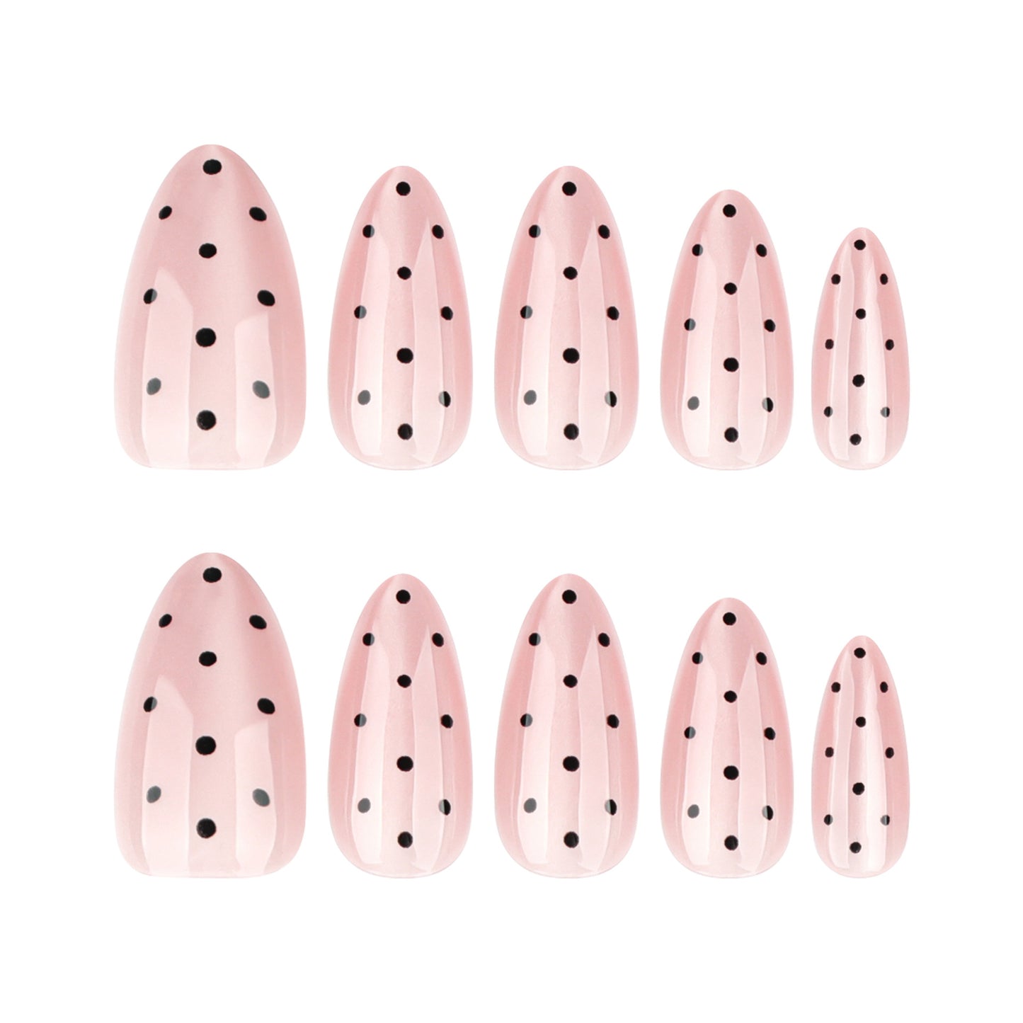 Sweet Summer Charm Elegant Pink Long Almond Shaped Nails with Playful Polka Dots