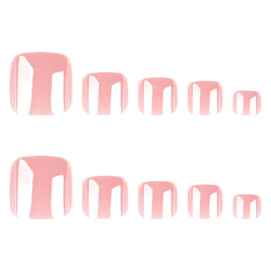 Charming Blossom Elegant Short Square Press On Toenail Set in Soft Pink with Glossy Finish