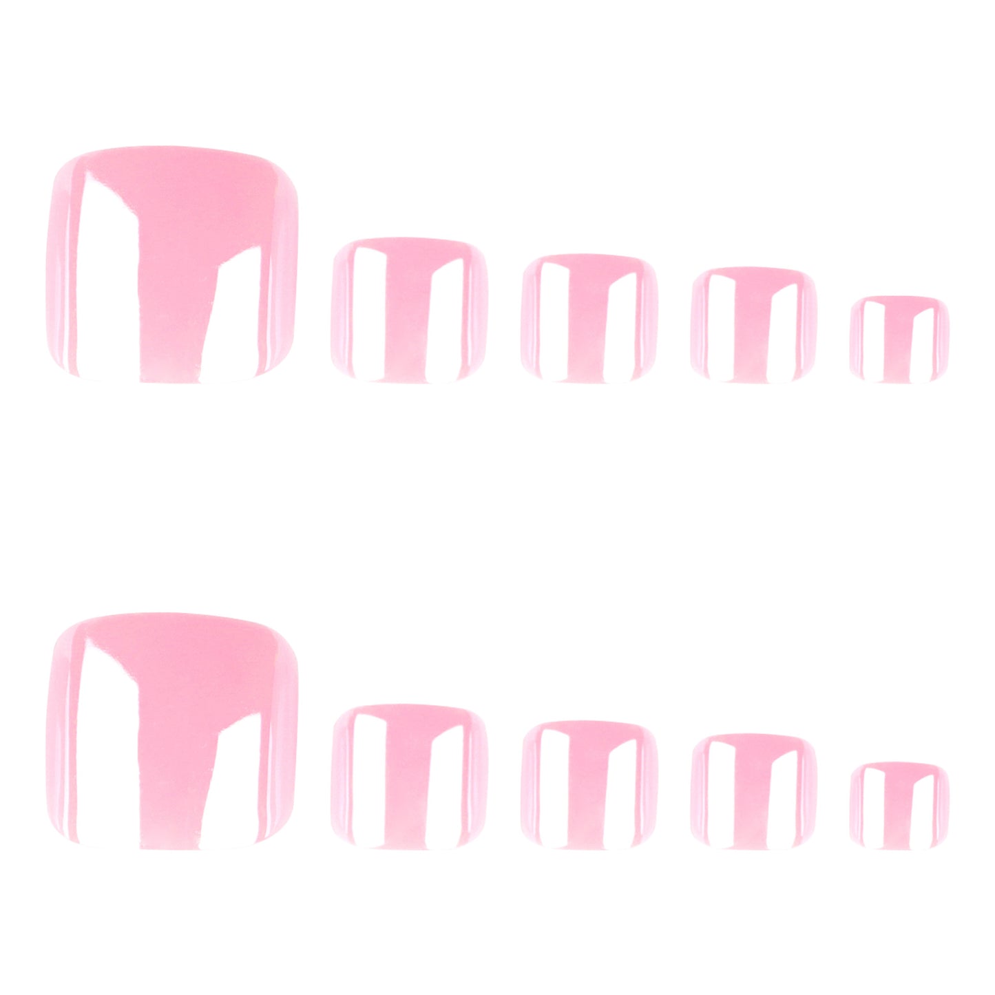 Chic Serenity Short Square Shape Glossy Pink Press On Toenail Set with Stunning High Shine Finish