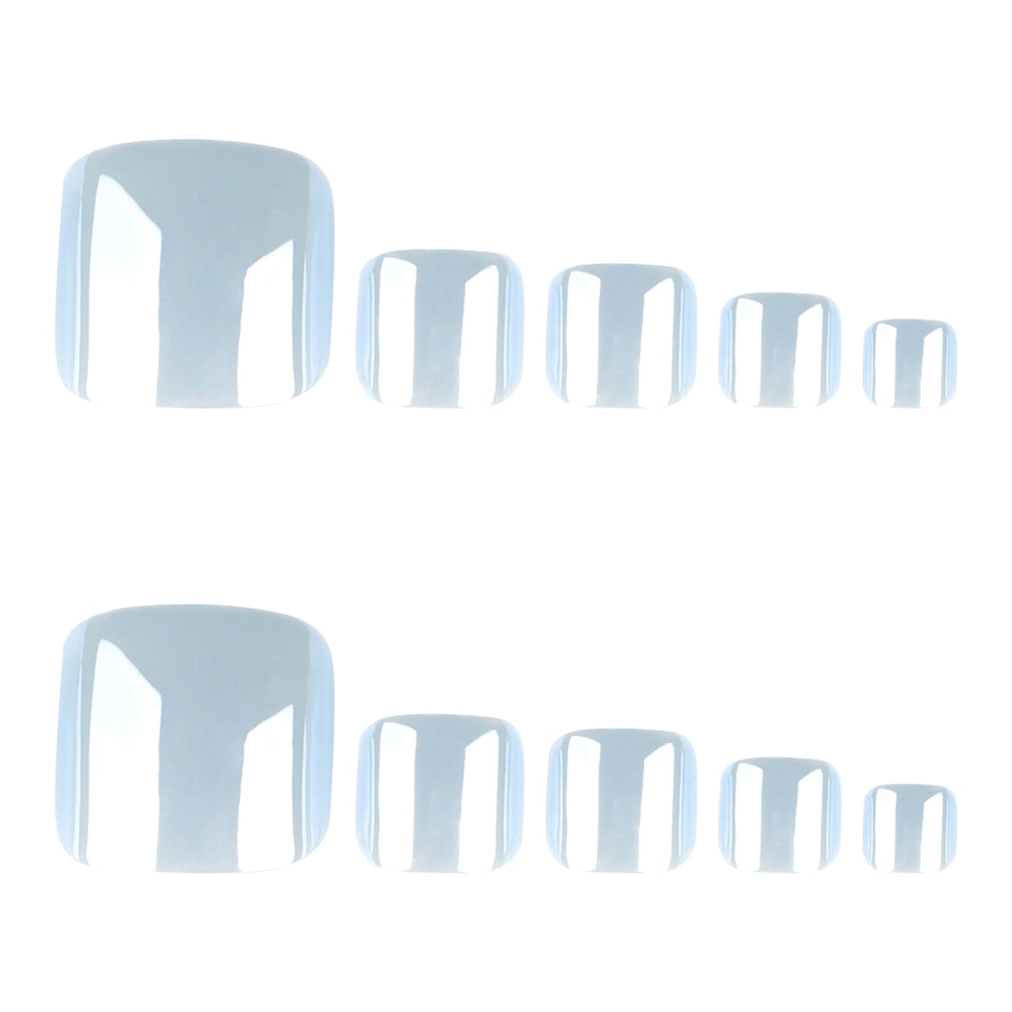 Dreamy Ocean Vibes Short Square Glossy Clear Press On Toenail Set with a Shimmering Finish