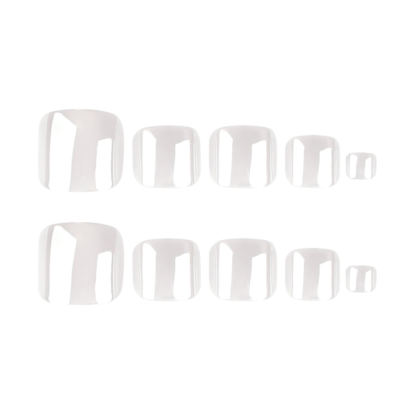 Radiant Elegance Transparent Short Square Press On Toenail Set with Versatile Styles