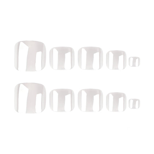 Radiant Elegance Transparent Short Square Press On Toenail Set with Versatile Styles